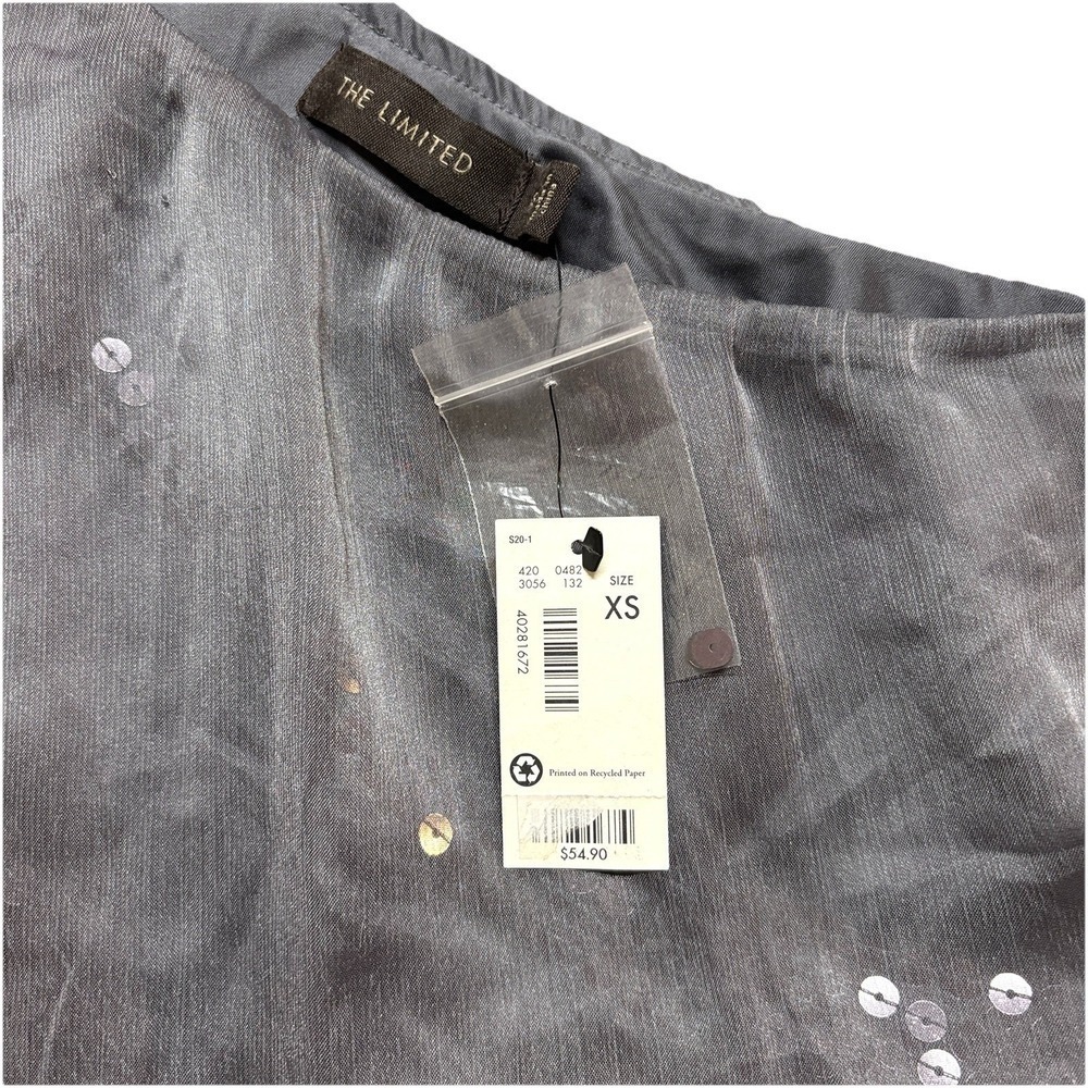 NWT The Limited One Shoulder Top Womens Gray Sequin Whimsigoth Retro Y2K Size XS - Picture 5 of 12